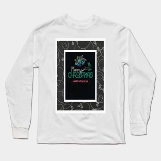 Chalkboard Holly Neon Christmas Long Sleeve T-Shirt